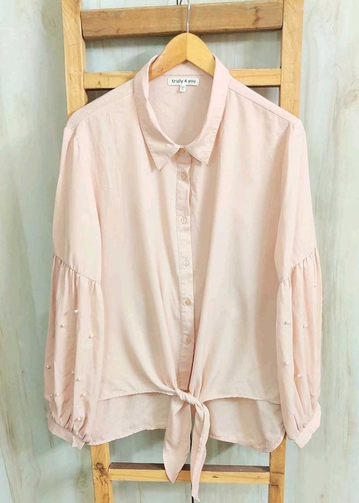 Designer Peach Colour Shirt Size-46