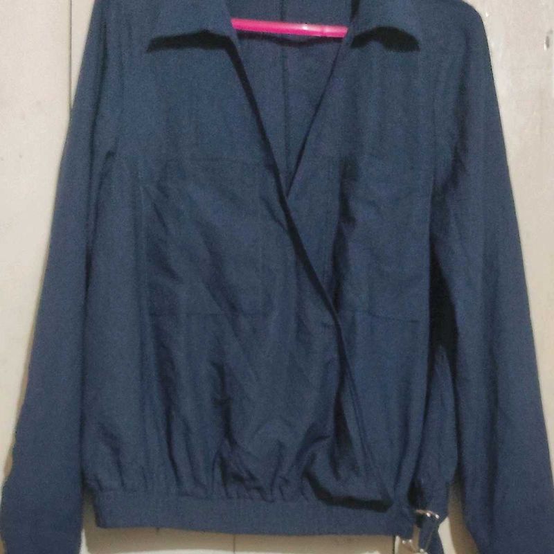 Navy Blue Wrap Blouse