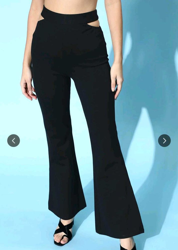 Sassafras Black Solid Flare Slim Fit Trouser