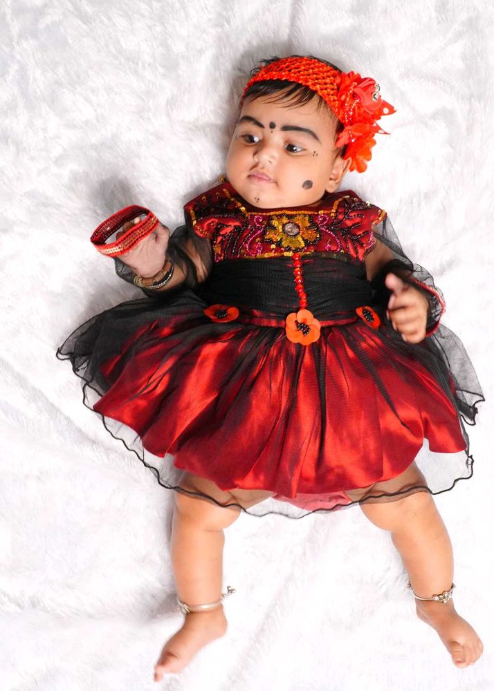 Adorable Red &amp; Black Baby Dress