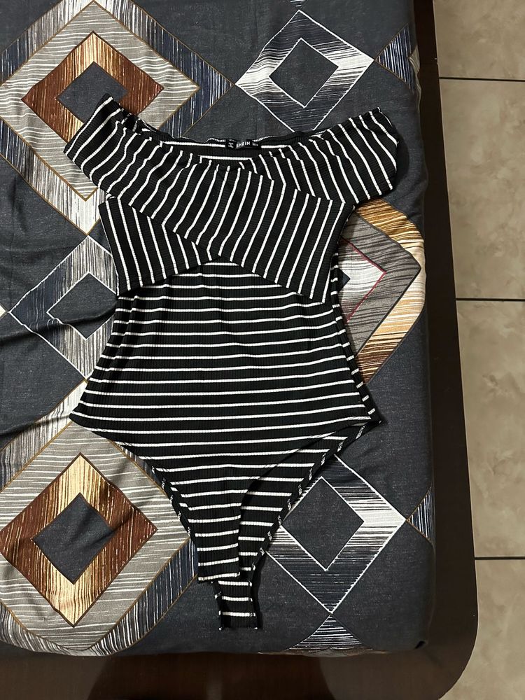 Striped Off-the-Shoulder Bodysuit