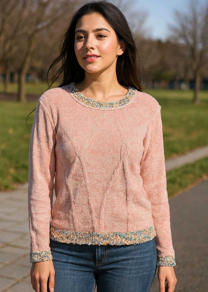 Stylish Pink Knit Sweater