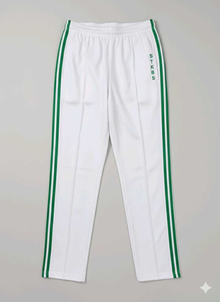 White &amp; Green Track Pants