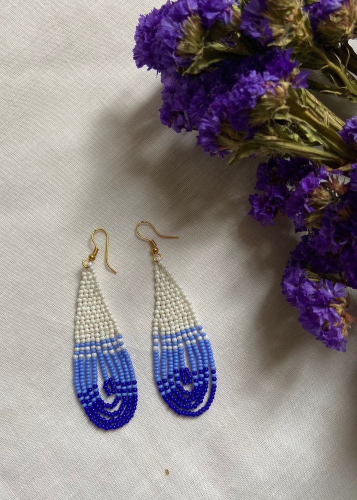 Blue And White Hanging Earrings