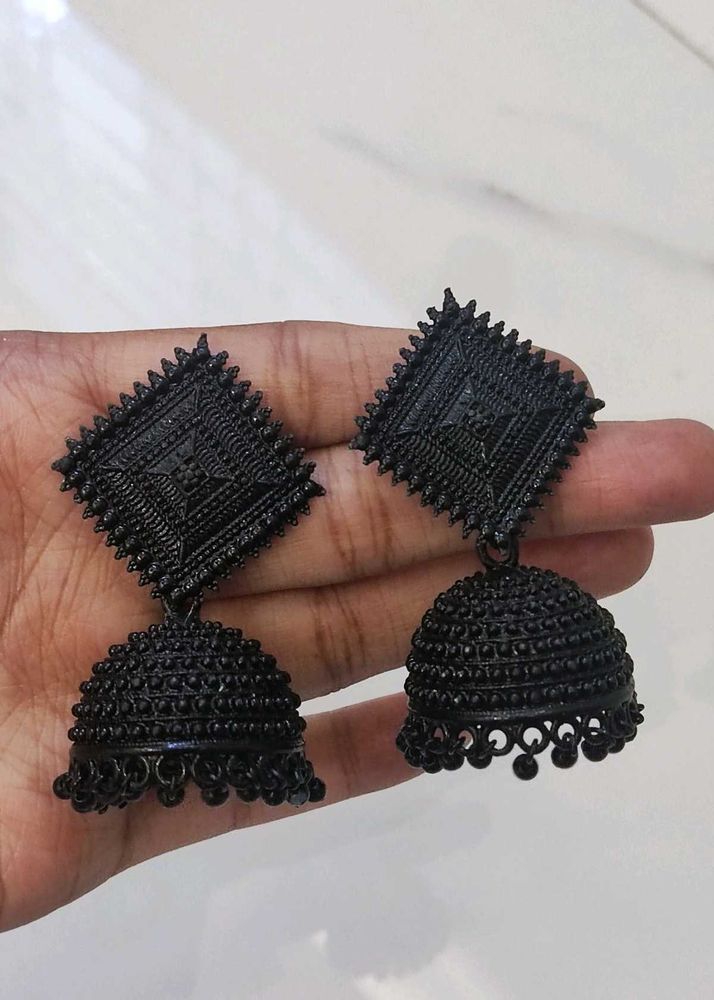 Black Jhumka Earrings