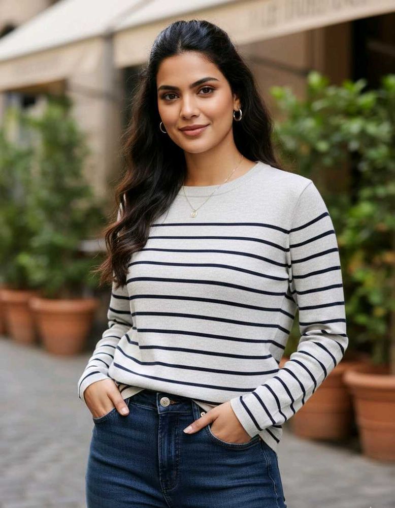 Striped Long Sleeve knit Sweater