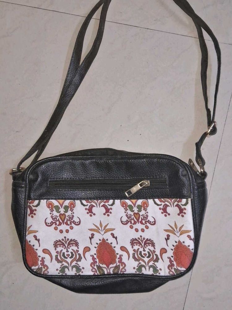 Black Crossbody Bag with Pattern Detail