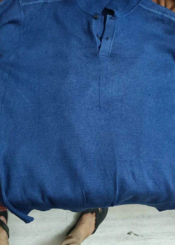 Blue Casual Tshirt and Brown Shirt Combo