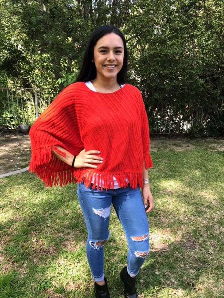Red Orange Poncho Top