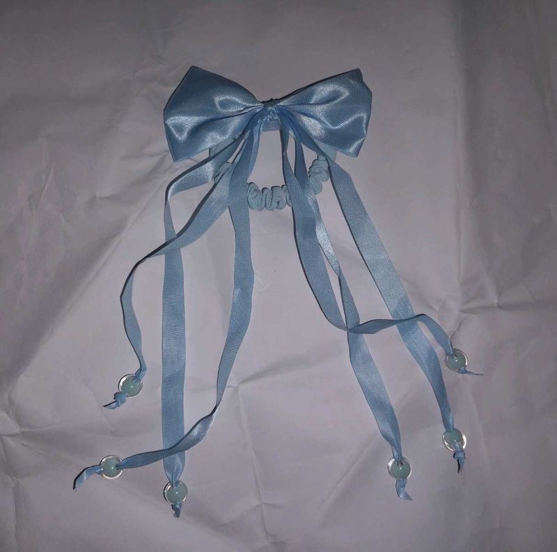 Light Blue Ribbon Hair Tie