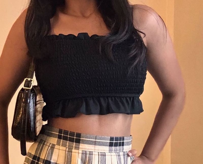 Ruffle Trim Tube Top