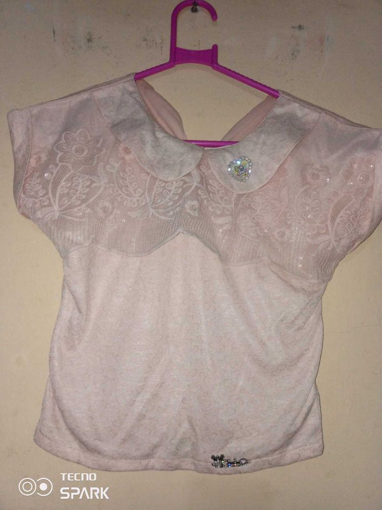 Cute Pink Top with Lace Detail