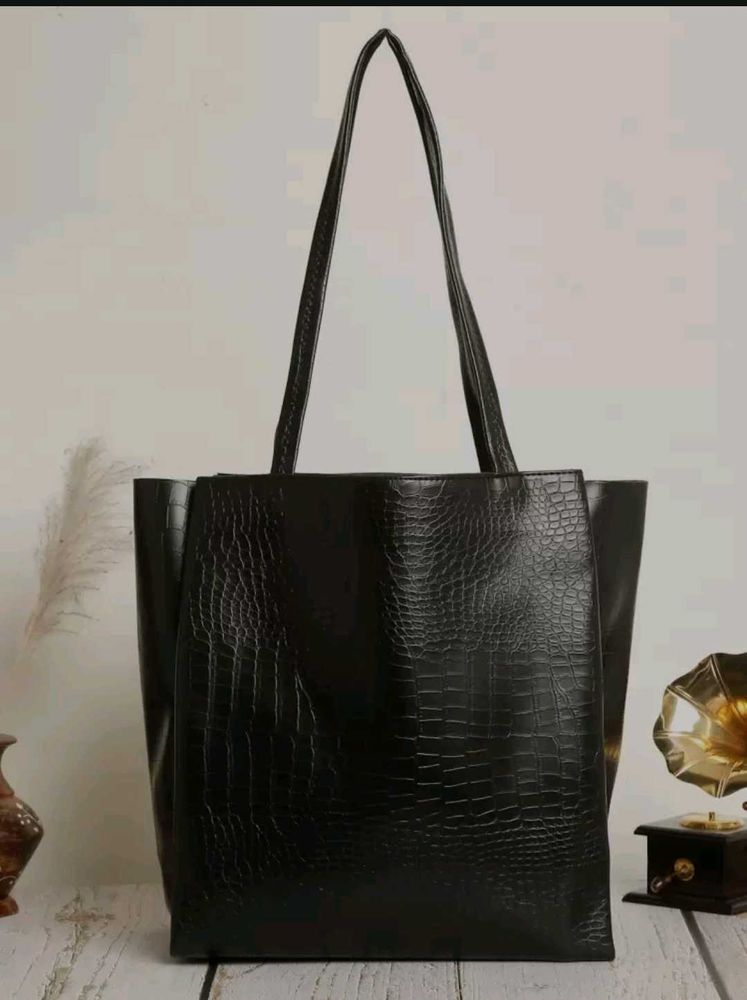 Crocs Leather Black Tote Bag