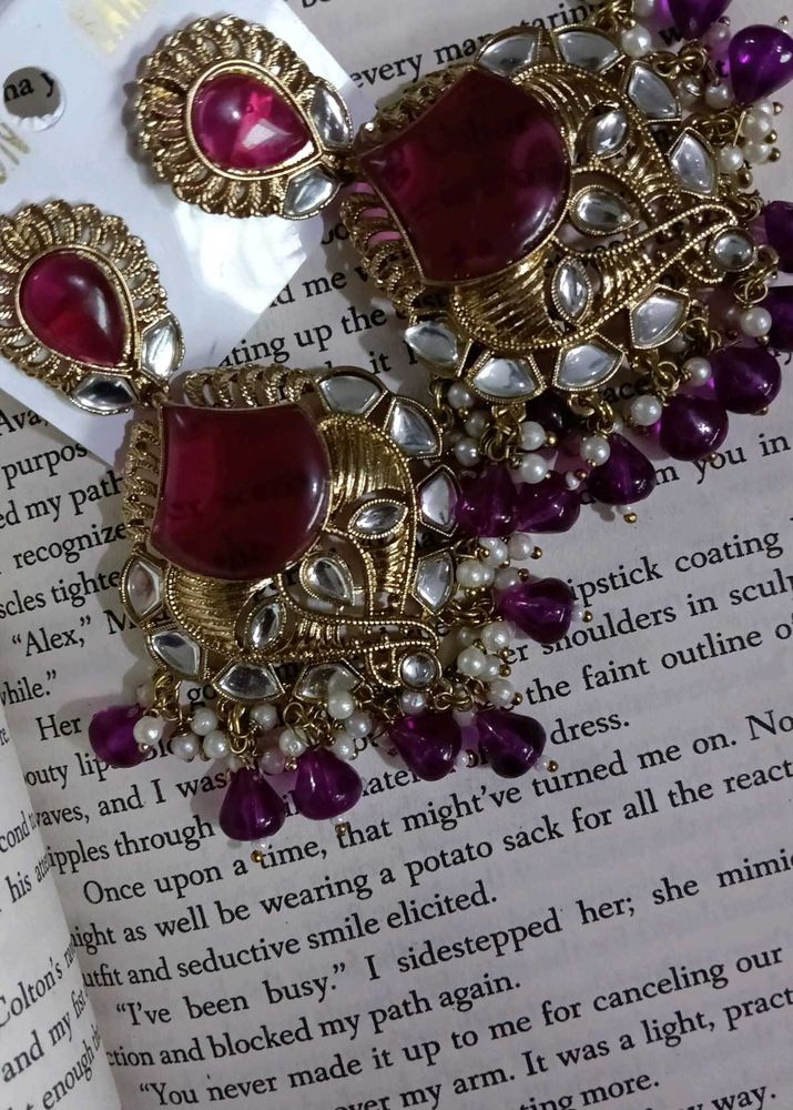 elegant purple earrings In Sale