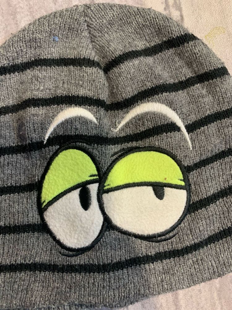 Cartoon Eyes Striped Beanie