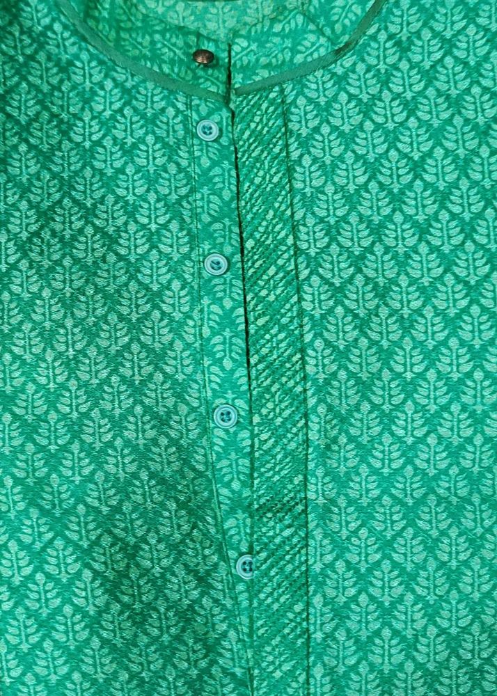 Festive Green Chikan Work Kurta Pajama Set For Men
