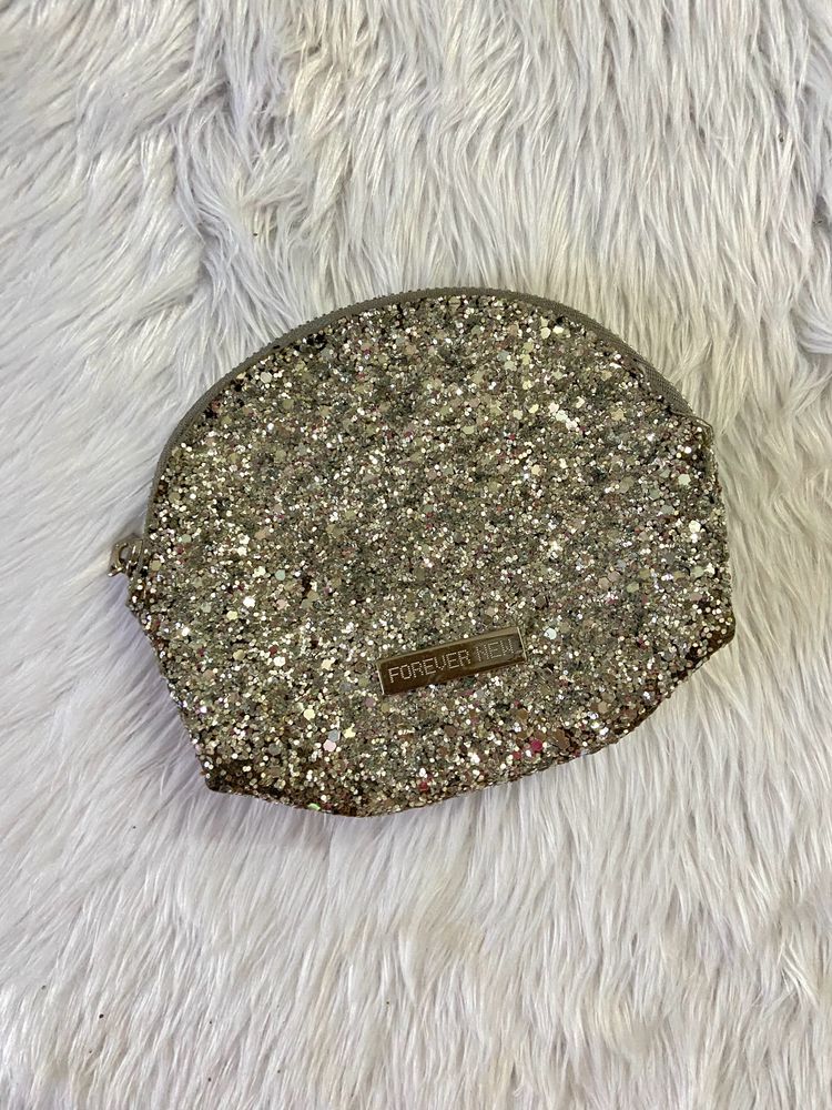 Silver Chunky Glittered Cluch/ Pouch