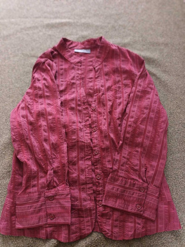 Maroon Button-Up Shirt