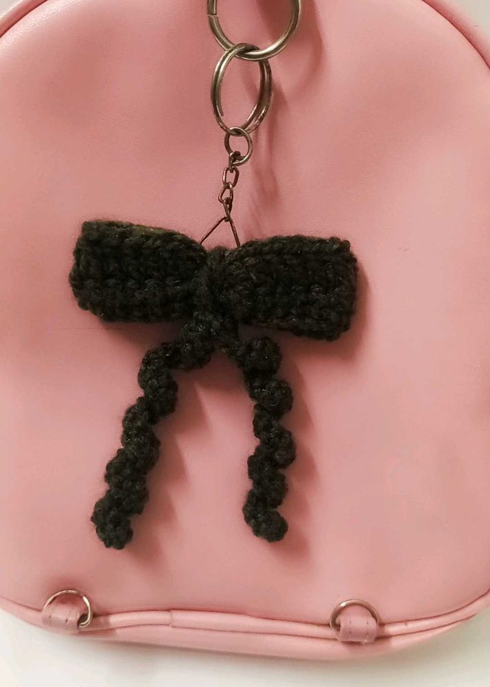Handmade Crochet Bow– Cute Woolen Keychain💗