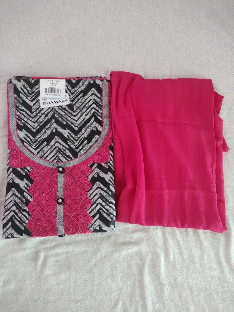 Unstitched Dress Material, Pink