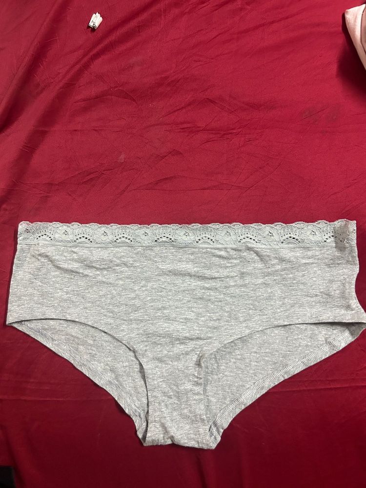 Gray Lace Trim Briefs