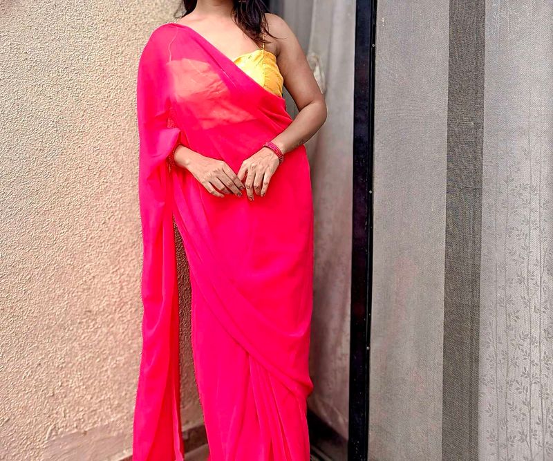Pink Ready To Wear Saree