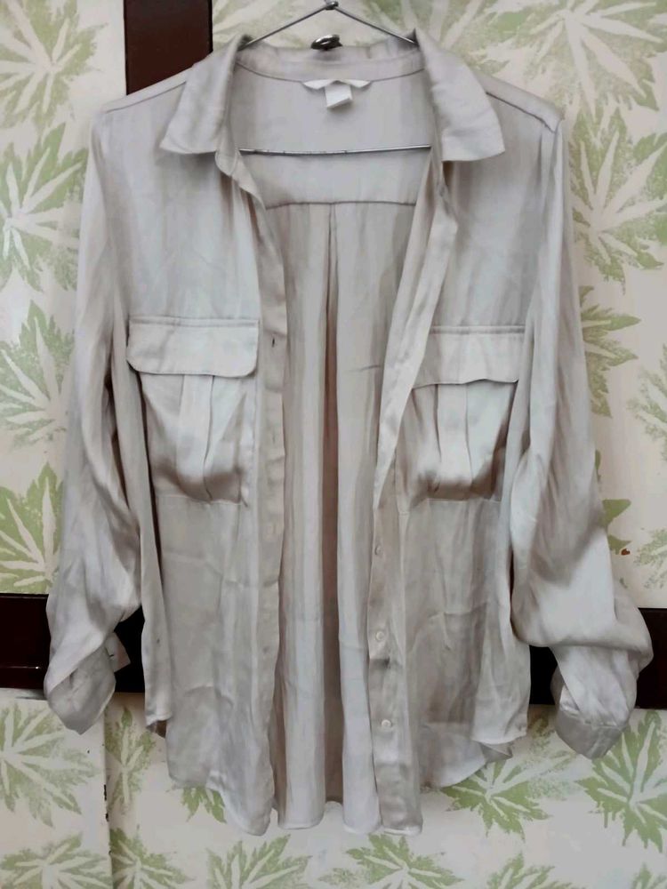 ✨Silver Satin Shirt✨