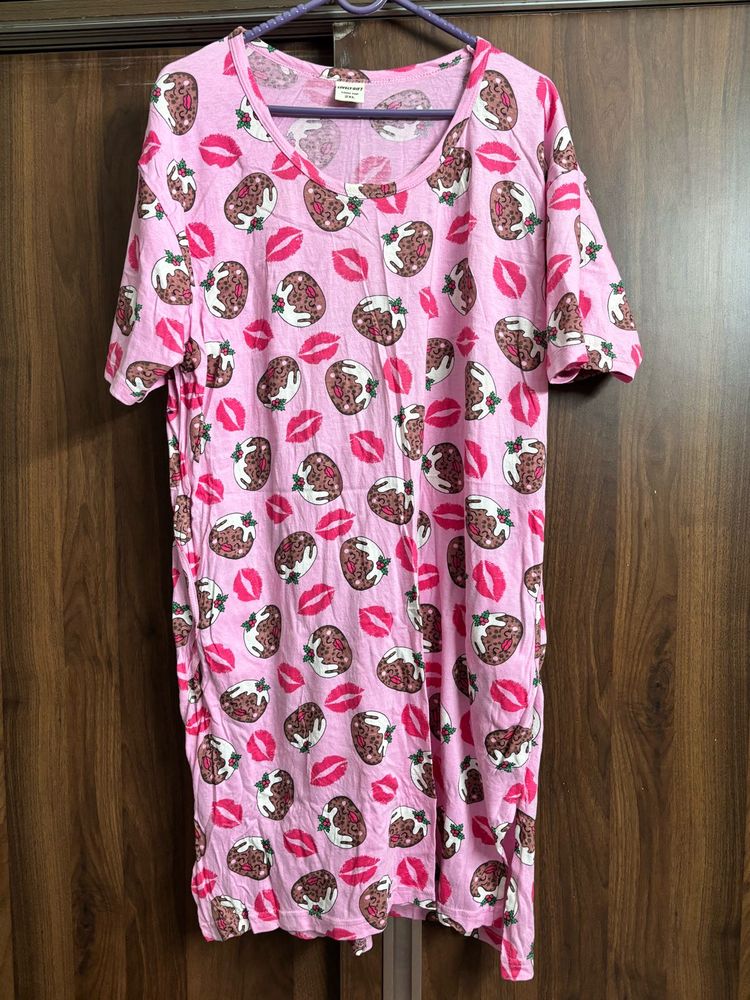Pink Novelty Print T-Shirt Dress
