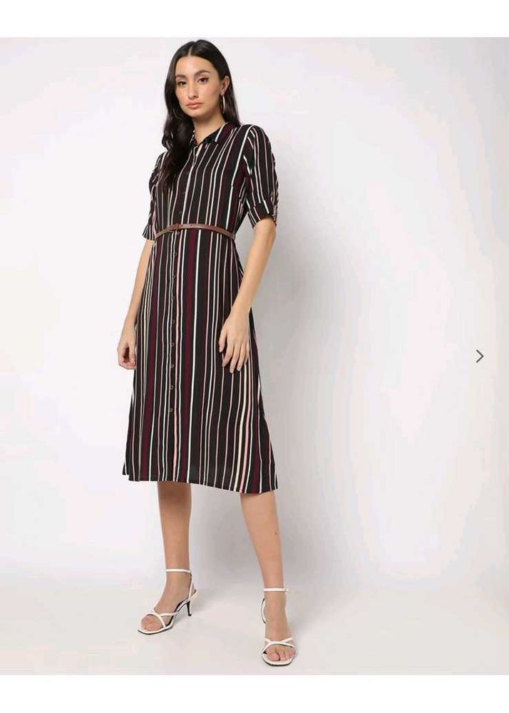 Striped Midi Shirt Dress