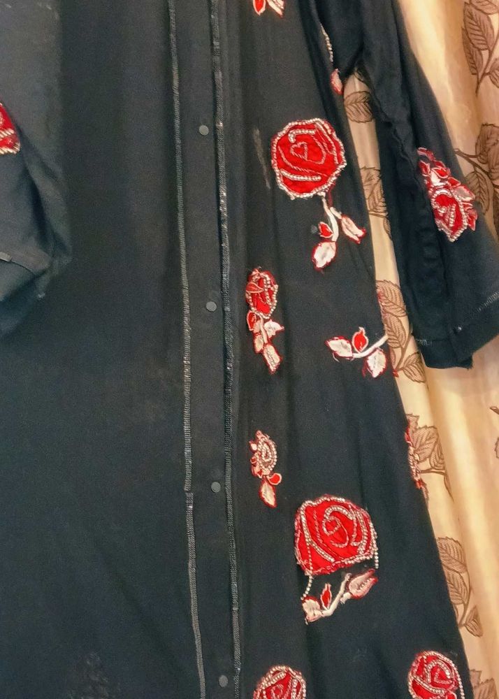 Red Rose Applique Abaya/Burqa/Pardha