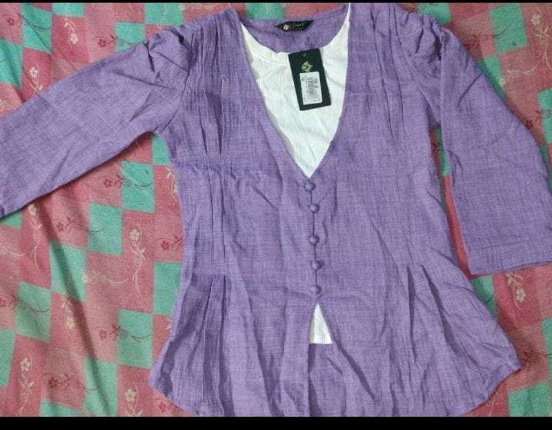 Lilac Button-Down Top