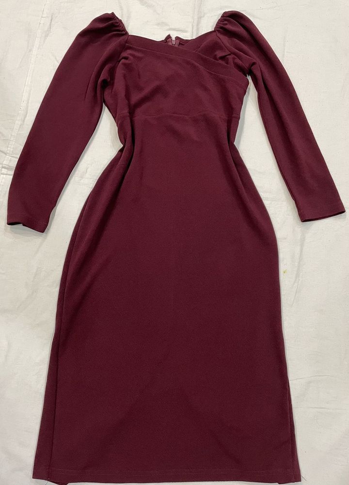 Burgundy Midi Bodycon Dress