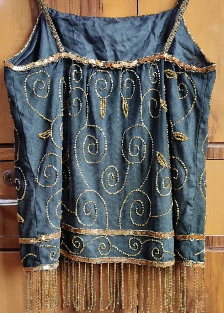 Vintage Beaded Fringe Tank Top