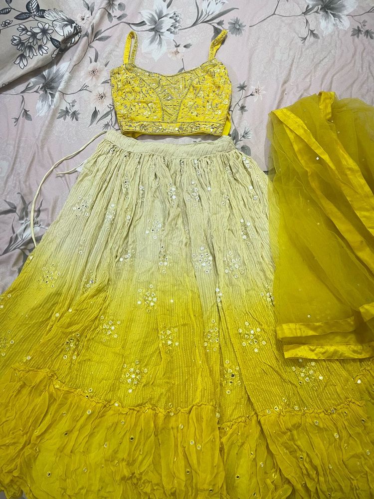 Yellow Heavy Lehenga Choli Set