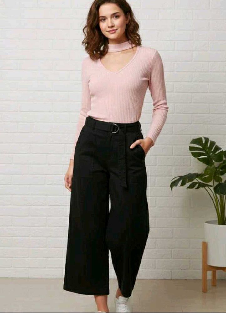 Pink Cutout Long Sleeve Top