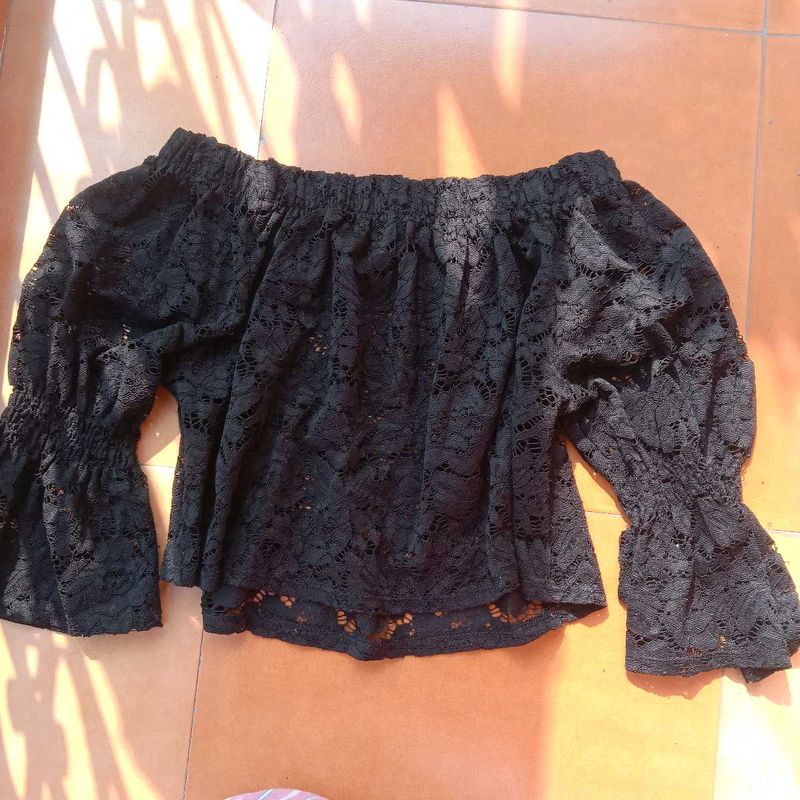 Black Lace Off-Shoulder Top
