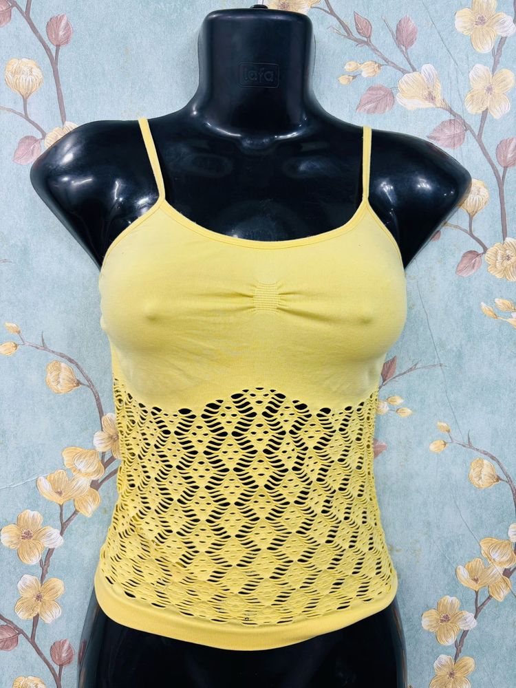 Y2k Yellow Cut Out Cami