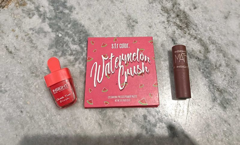 (Set Of 3)Makeup Kit -Lipstick+Eyeshadow+blush