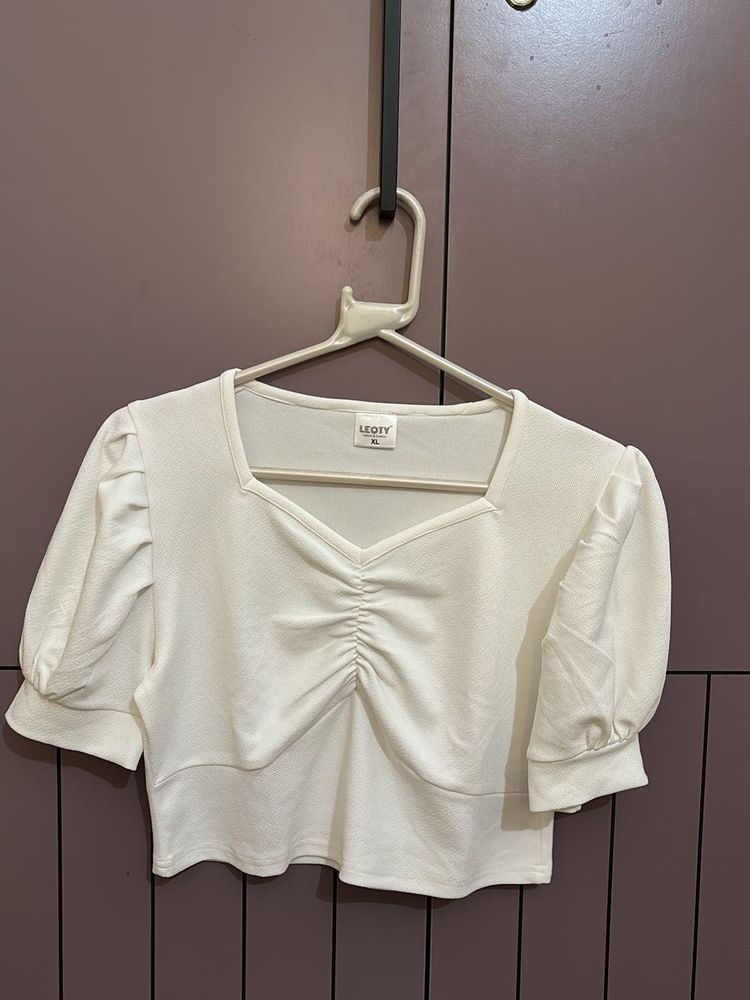 White Puff Sleeve Top