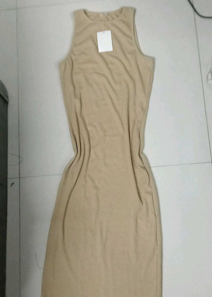 Tan Sleeveless Bodycon Dress