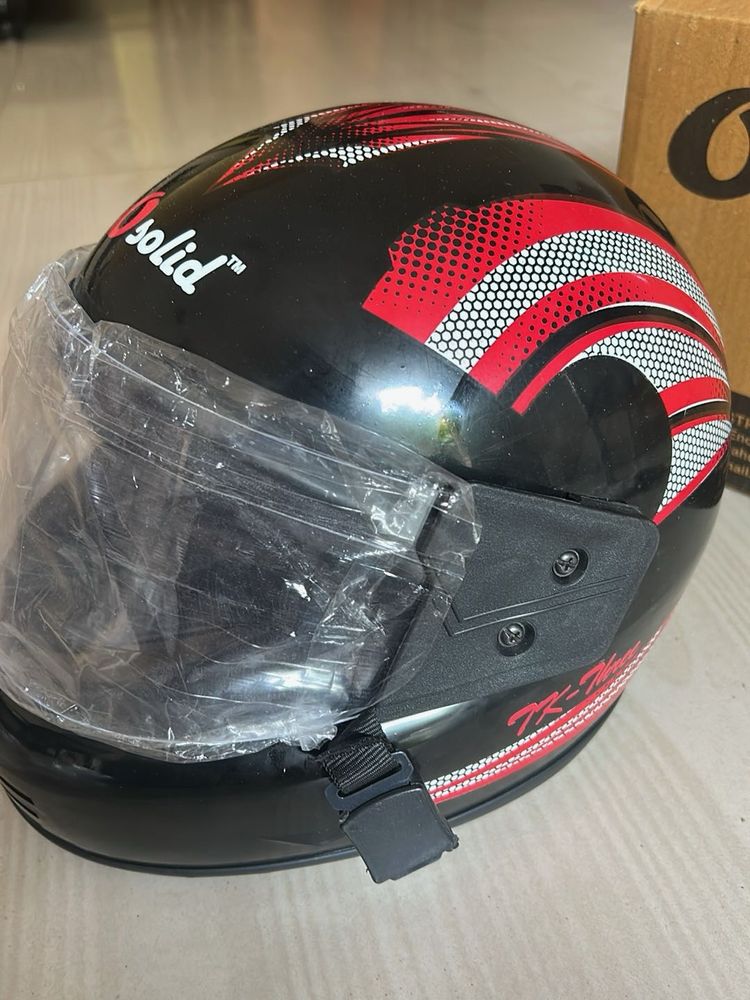 Solid Motorcycle Helmet - Black &amp; Red