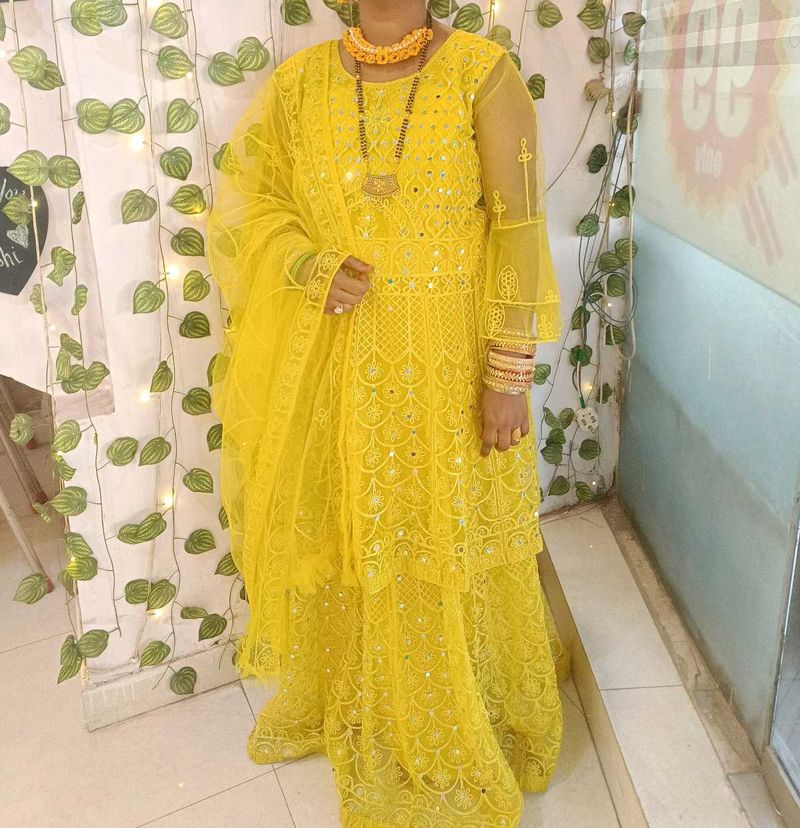 Lehenga With Long Choli And Dupatta