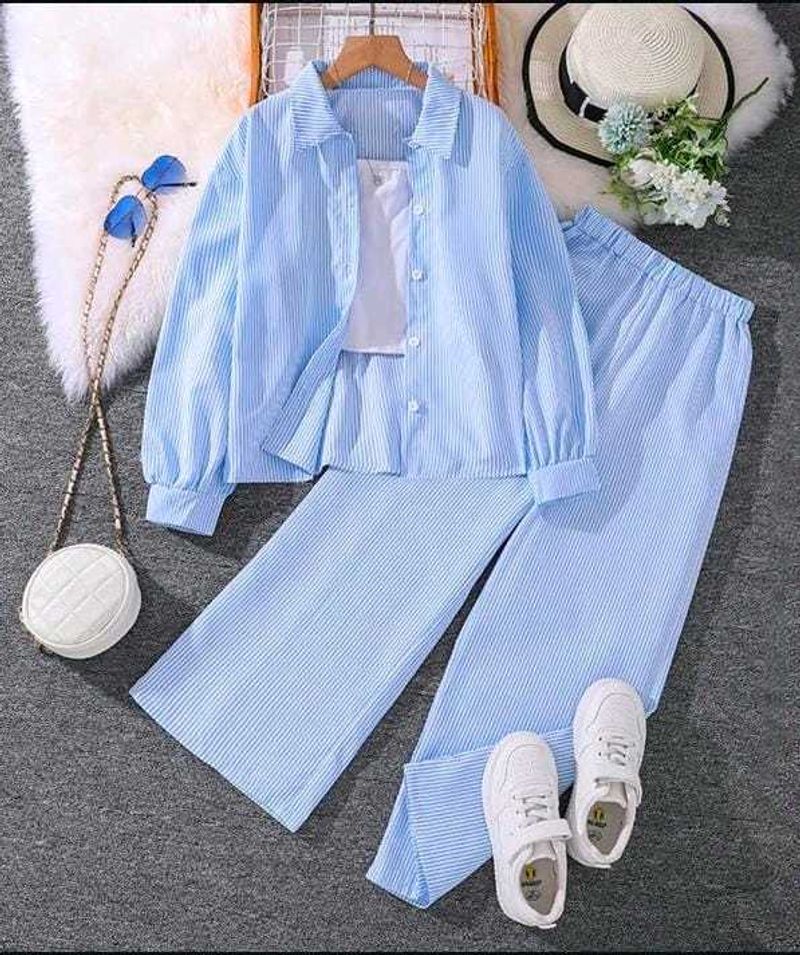 Stylish Blue Striped Co-ord Set