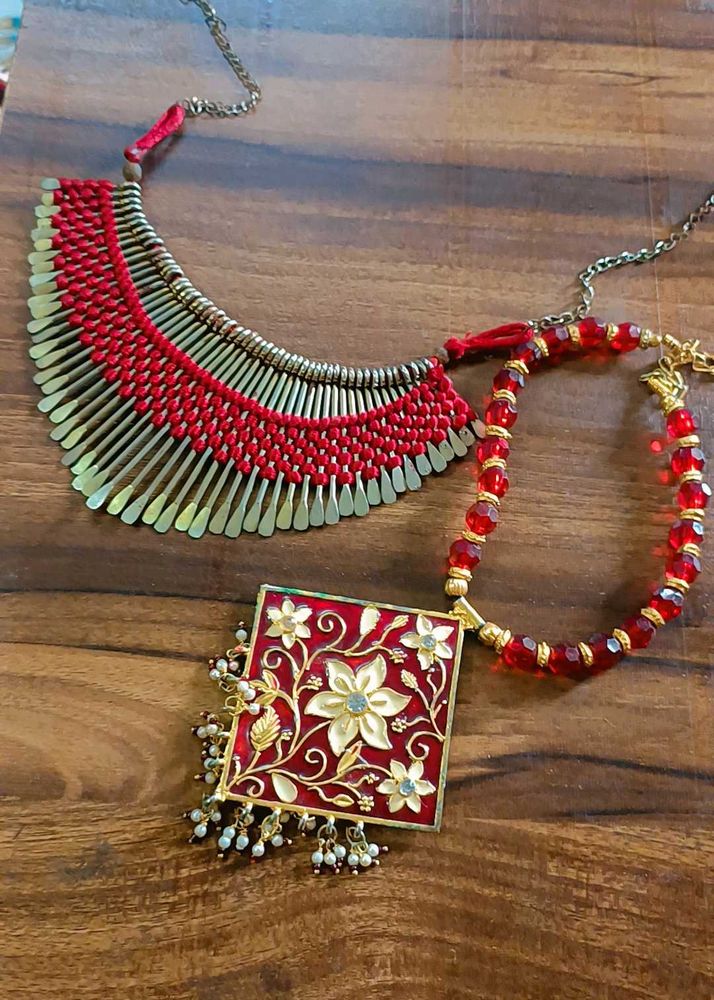 Red &amp; Gold Statement Jewelry Set
