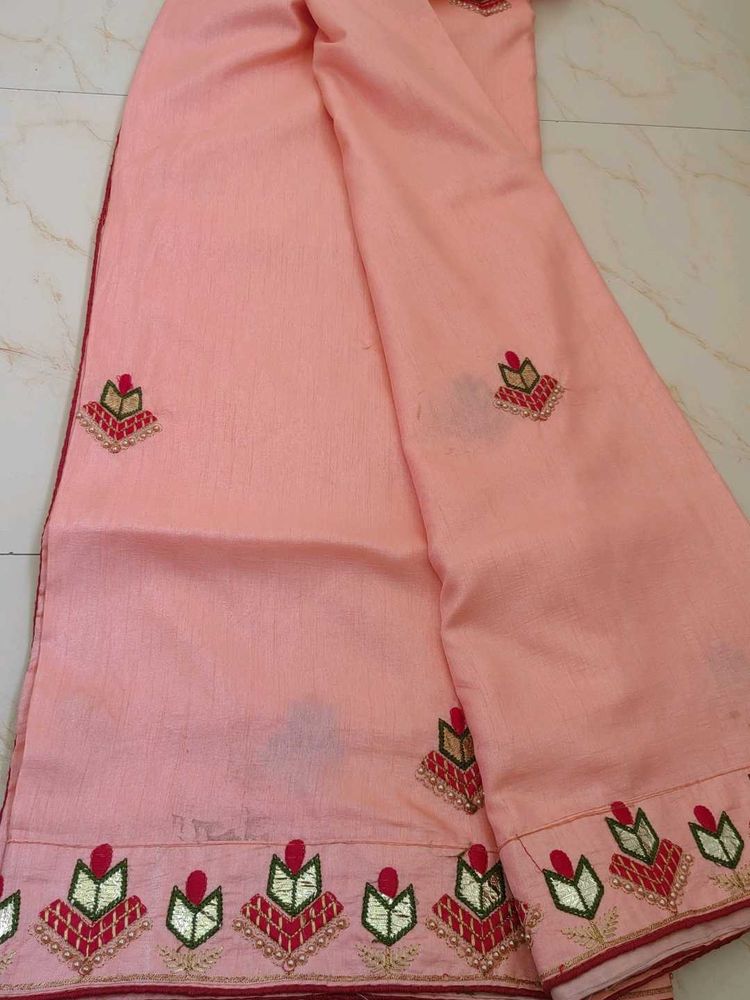 Elegant Embroidered Saree Dola Silk