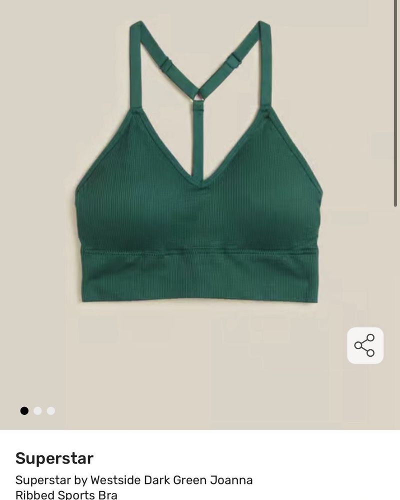 Green Ribbed Sports Bra
