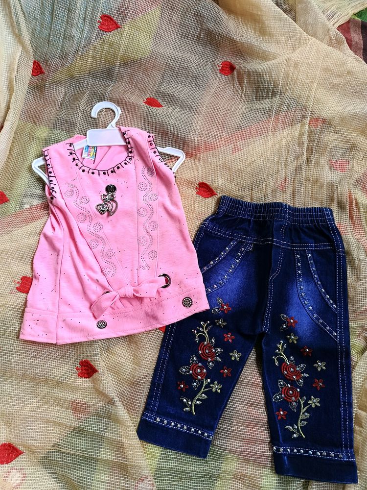 Baby Girl Jeans And Tshirt For 2-4years Old