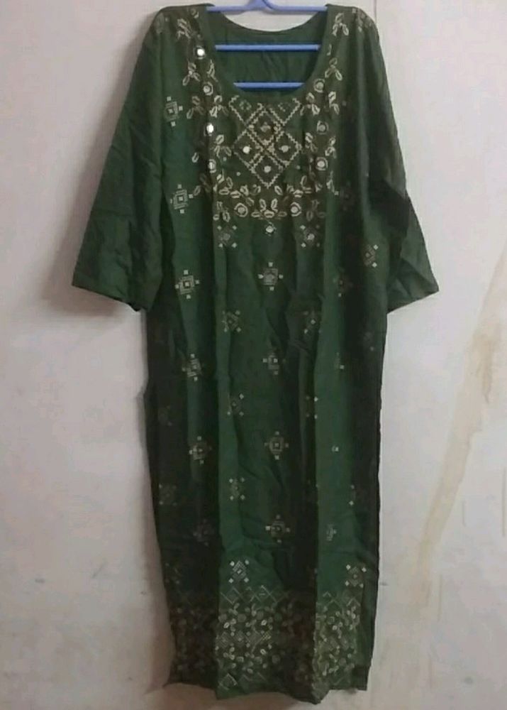 Front Mirror Work Kurti It Is XL Size But L Size Can Ulter