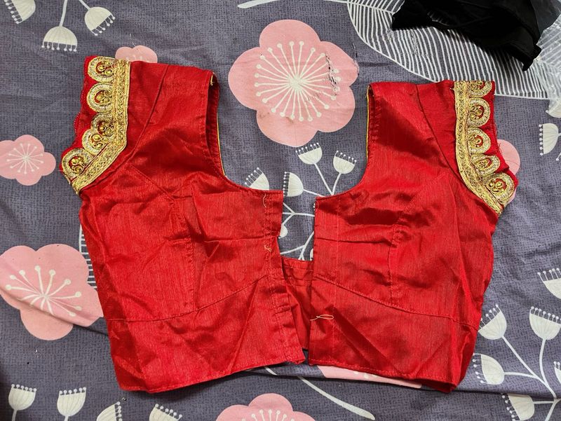 Red &amp; Gold Embellished Blouse
