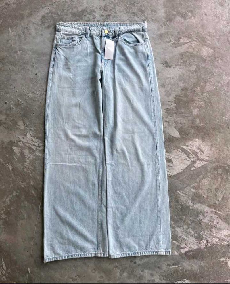 Men ZARA Wide Leg Jeans Light Blue